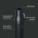 LARQ BNSOB074A, labelled close-up of the flip top straw and carabiner