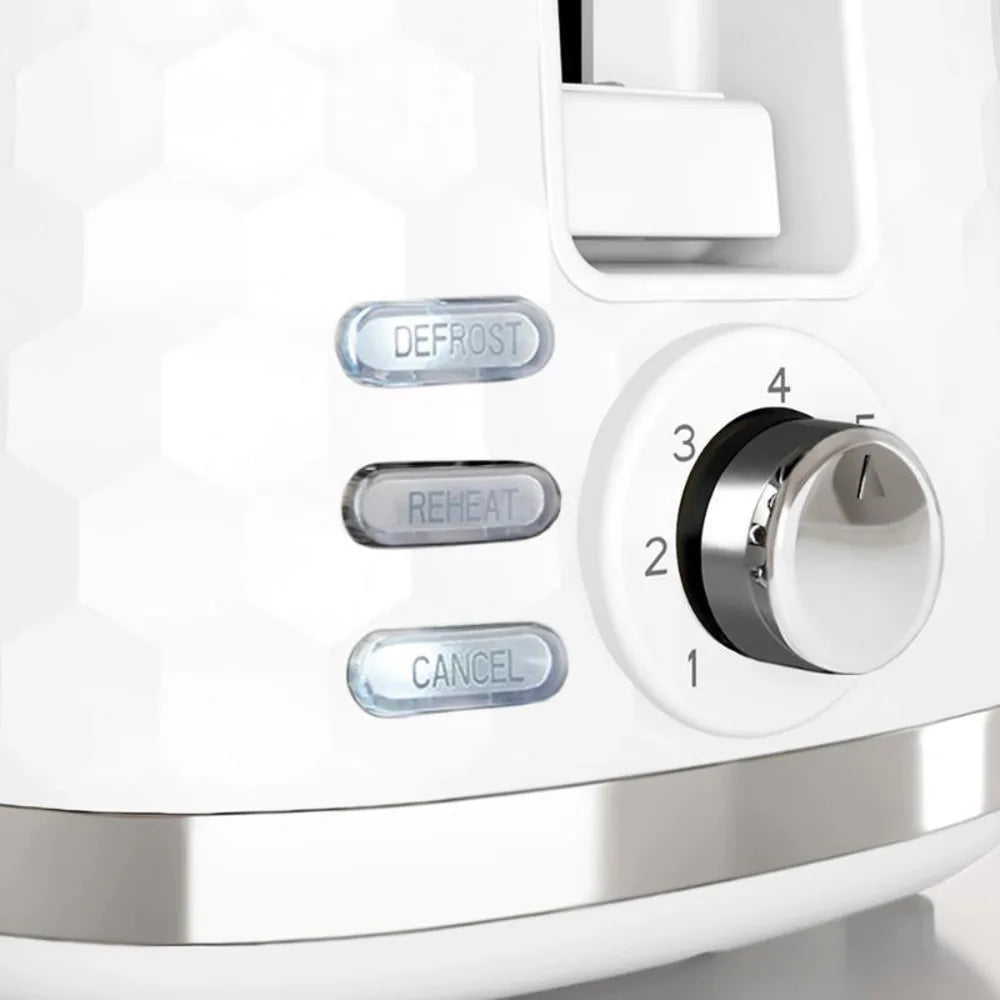 Morphy Richards Hive 220031 Toaster in White, close-up detail