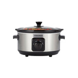 Morphy Richards 460017 3.5 L stainless steel slow cooker with removable ceramic pot, glass lid, and three heat settings, ideal for family meals, available in Cyprus.