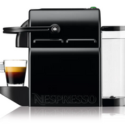 Nespresso De'Longhi Inissia EN 80.B Capsule Coffee Machine in black finish with 19-bar pressure and compact design.