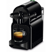Nespresso De'Longhi Inissia EN 80.B Capsule Coffee Machine in black finish with 19-bar pressure and compact design.