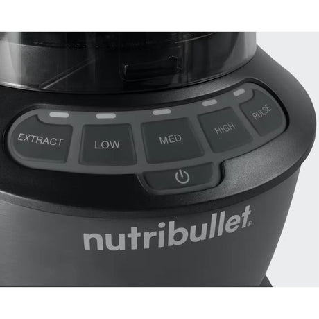 Nutribullet Combo NBF500DG Blender in Dark Grey, close-up of the control panel with Extract, Low, Med, High and Pulse buttons