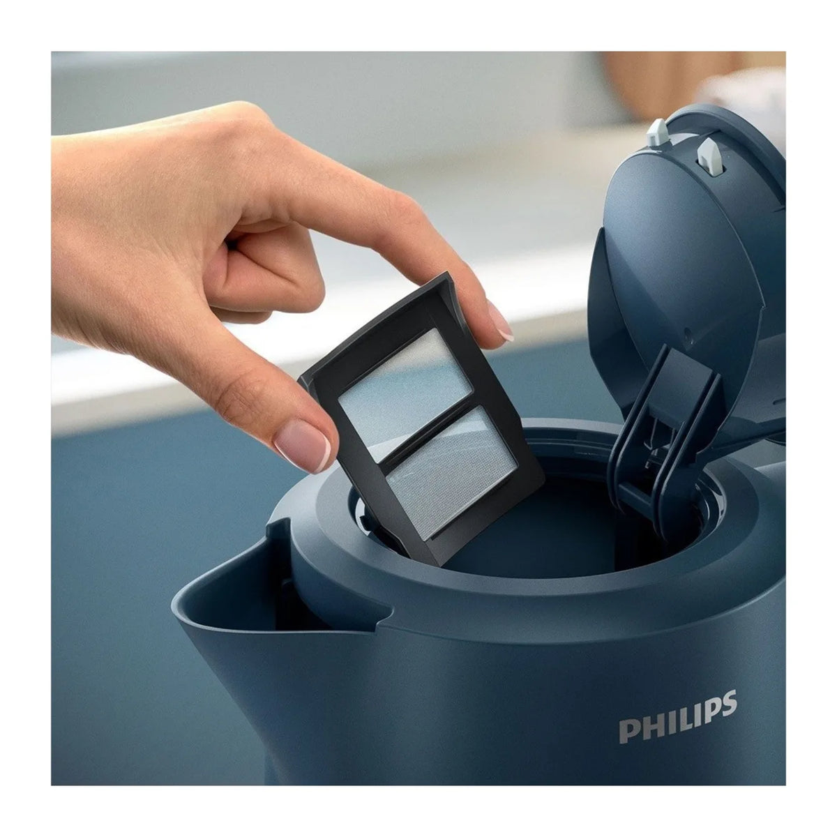 Philips 3000 Series HD9411/70 Electric Kettle in Blue, close-up detail