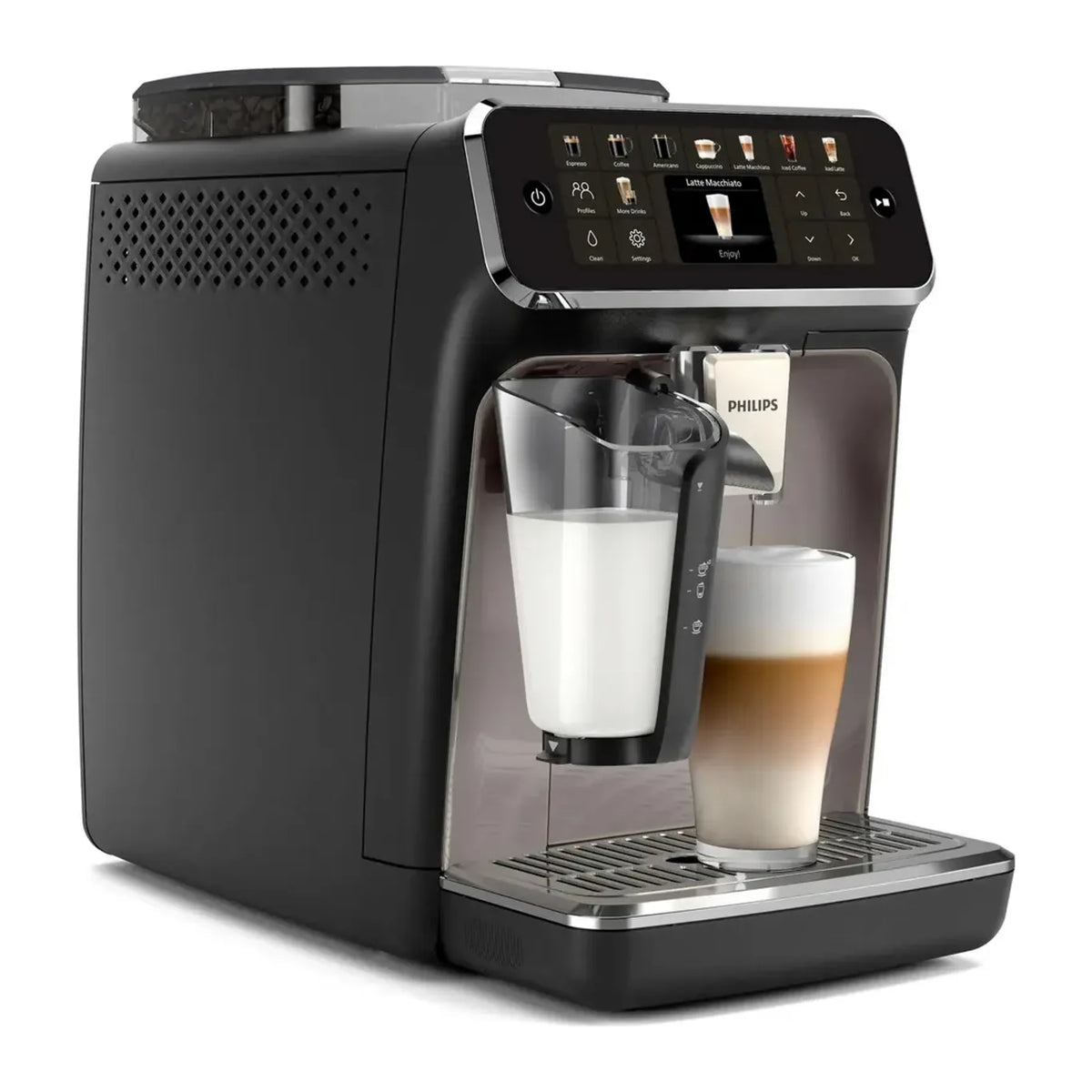 Philips 5500 Series EP5549/70 Espresso Machine in Black, angled view
