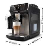 Philips 5500 Series EP5549/70 Espresso Machine in Black, dimensions drawing