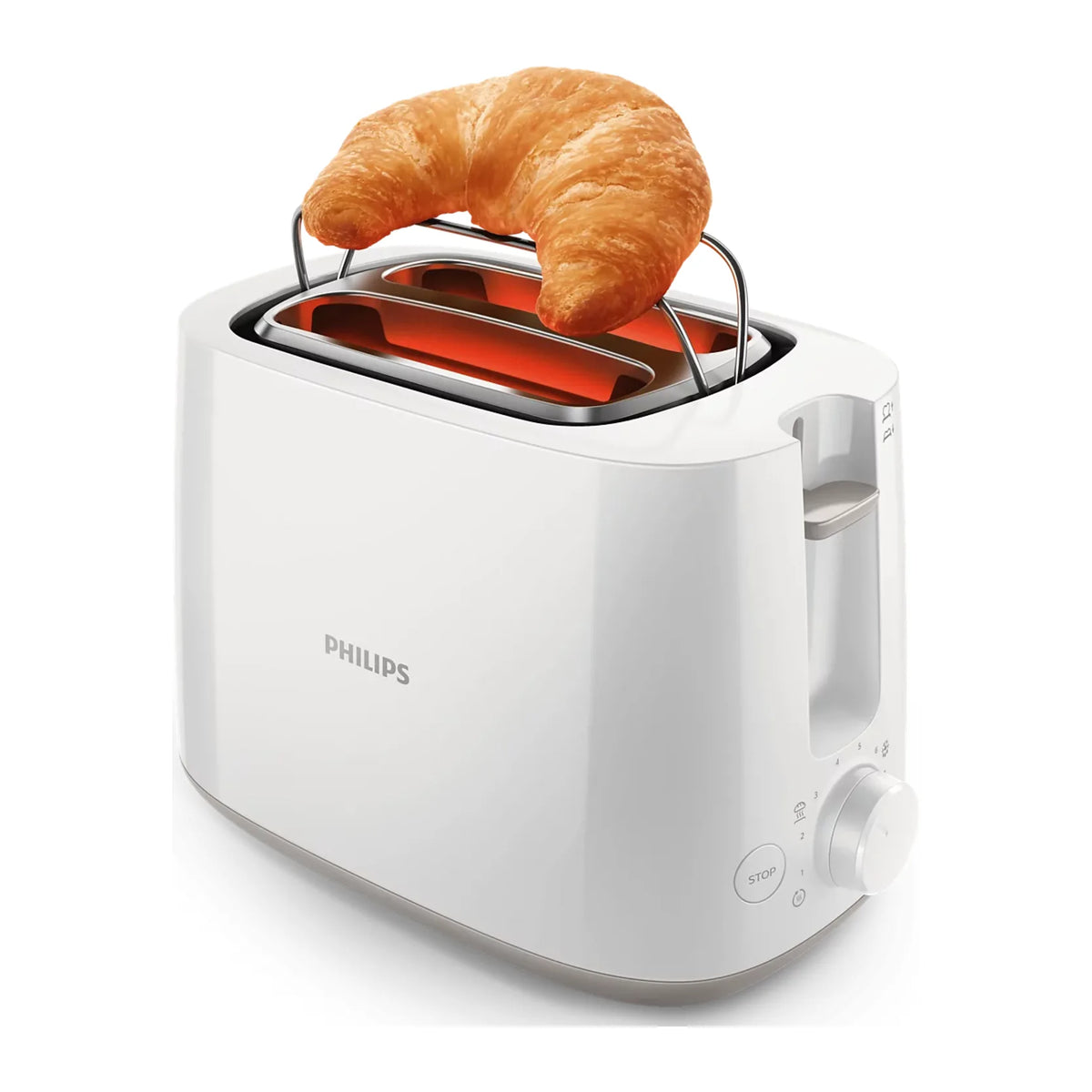 Philips HD2581/00 Toaster in White, side view