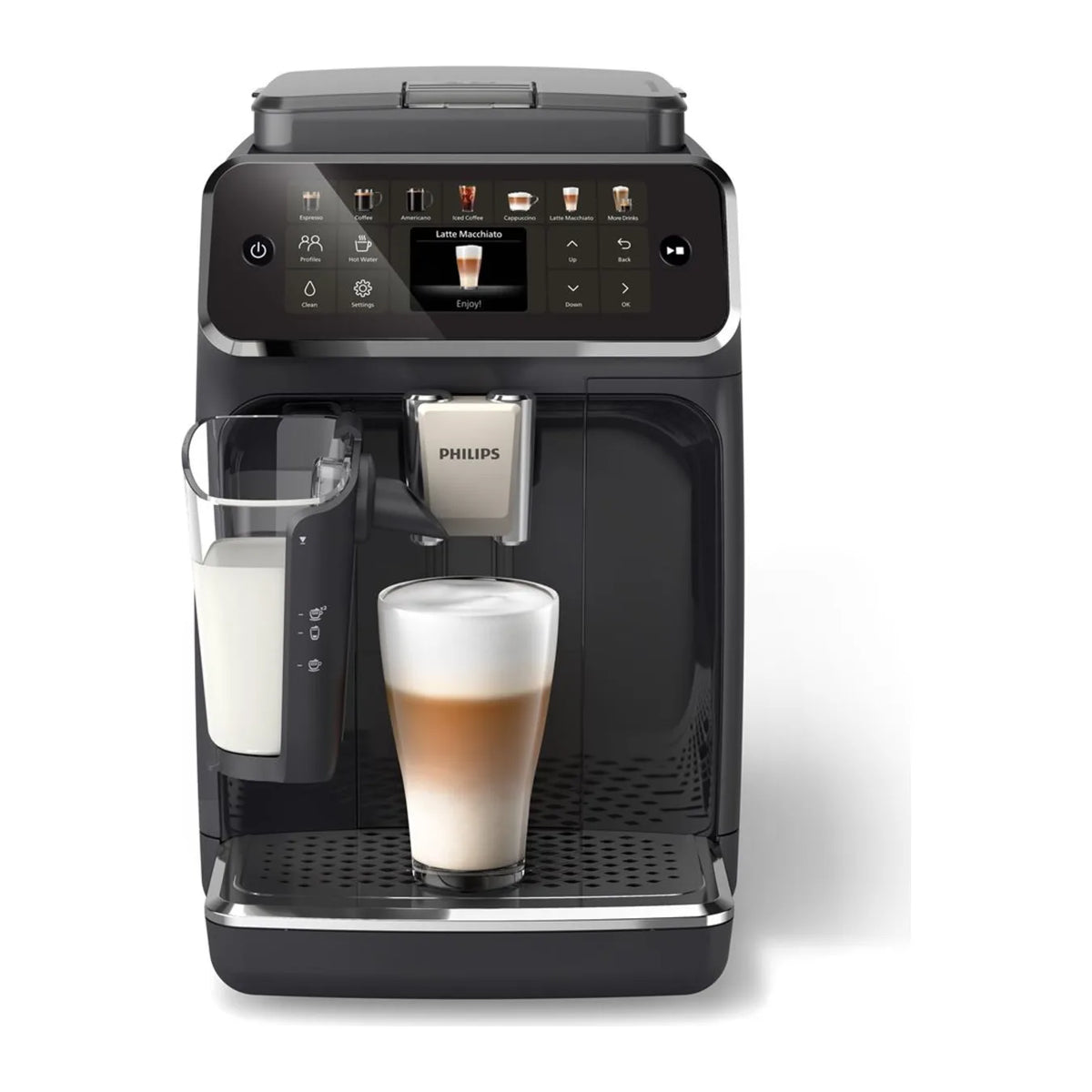Philips Series 4400 EP4441/50 Espresso Machine in Black, front view