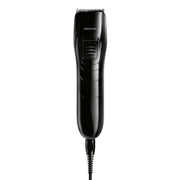 Philips QC5115/15 Family Hair Clipper in black featuring its adjustable comb and corded design.