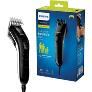 Philips QC5115/15 Family Hair Clipper in black featuring its adjustable comb and corded design.