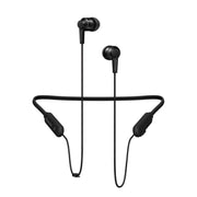 Pioneer SE-C7BT wireless in-ear headphones in black with silicon neckband and aluminum housing.