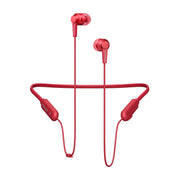 Pioneer SE-C7BT wireless in-ear headphones in red with silicon neckband and aluminum housing.