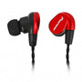 Pioneer SE-CH5T high-resolution in-ear headphones in red with twisted-pair cable and over-ear fit.