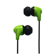 Pioneer SE-CL501 earphones shown in white, orange, green, and red color options with silicone tips.