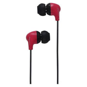 Pioneer SE-CL501 earphones shown in white, orange, green, and red color options with silicone tips.