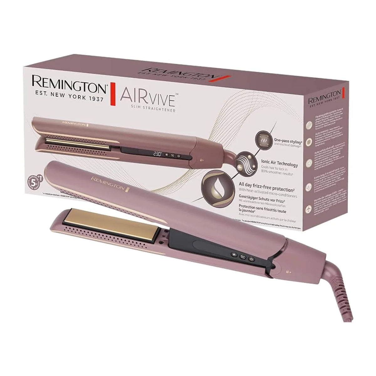 Remington S8930, retail box with the straightener in front