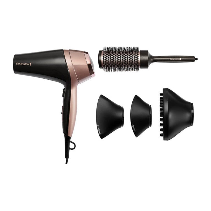Remington Curl & Straight Confidence D5706 Hair Dryer, with its accessories
