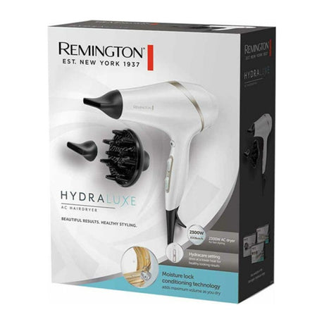 Remington Hydraluxe AC8901 Hair Dryer in White, in its packaging