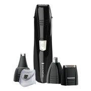 Remington PG180 Pilot 3-in-1 battery operated grooming kit with precision trimmer, foil shaver, and nose/ear heads.
