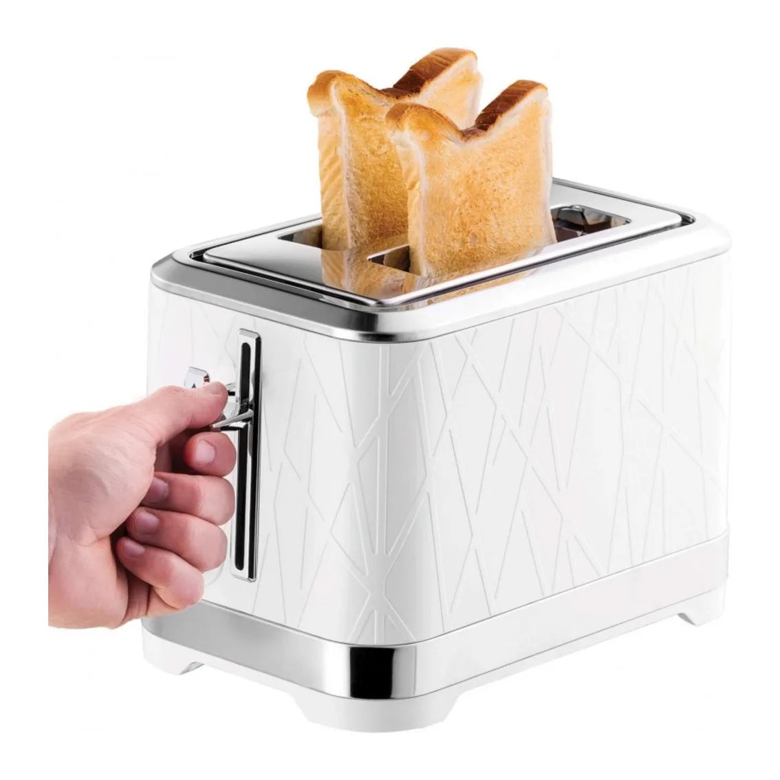 Russell Hobbs Structure 28090 Toaster in White, in use