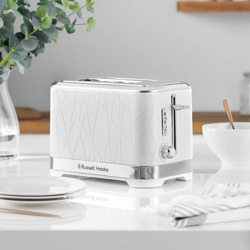 Russell Hobbs Structure 28090 Toaster in White, in a room setting