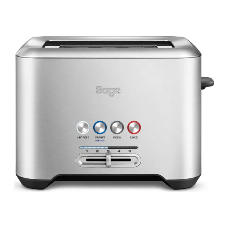 Sage A Bit More BTA720UK 2 Slice Toaster in Silver, front view