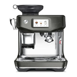 Sage Barista Touch Impress SES882BST4GUK1 Espresso Machine in 1049, front view with touchscreen and portafilter in place