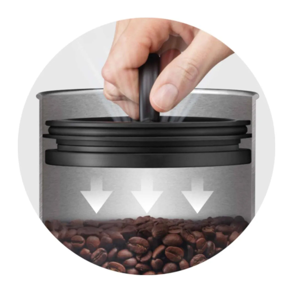 Sage the Bean Keeper SES030BSS0NEU1 Coffee Canister, in use