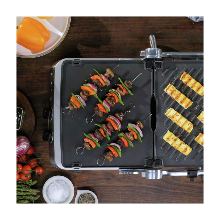 Sage the BBQ & Press BGR700 Contact Grill, grilling kebabs, top view