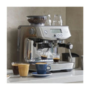 Sage the Barista Pro espresso machine in Brushed Stainless Steel with LCD screen and integrated bean hopper.