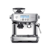 Sage the Barista Pro espresso machine in Brushed Stainless Steel with LCD screen and integrated bean hopper.