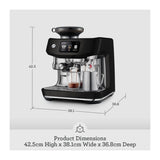 Sage Oracle Jet SES985BTR Espresso Machine in Black Truffle, dimensions drawing