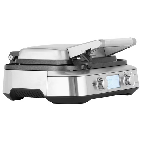 Sage Smart Waffle Pro BWM620 Waffle Maker in Brushed Stainless Steel, closed, side view