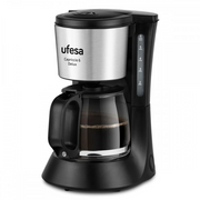 Ufesa CG7115 Capriccio 6 Delux coffee maker with a 0.6L glass carafe and premium stainless steel front decoration.