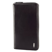 Victorinox Altius 3.0 Cortina travel organizer in black Napa leather with zip-around closure and interior passport pockets.
