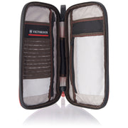 Victorinox Altius 3.0 Portfolio travel organizer in black Napa leather with internal passport and document compartments.
