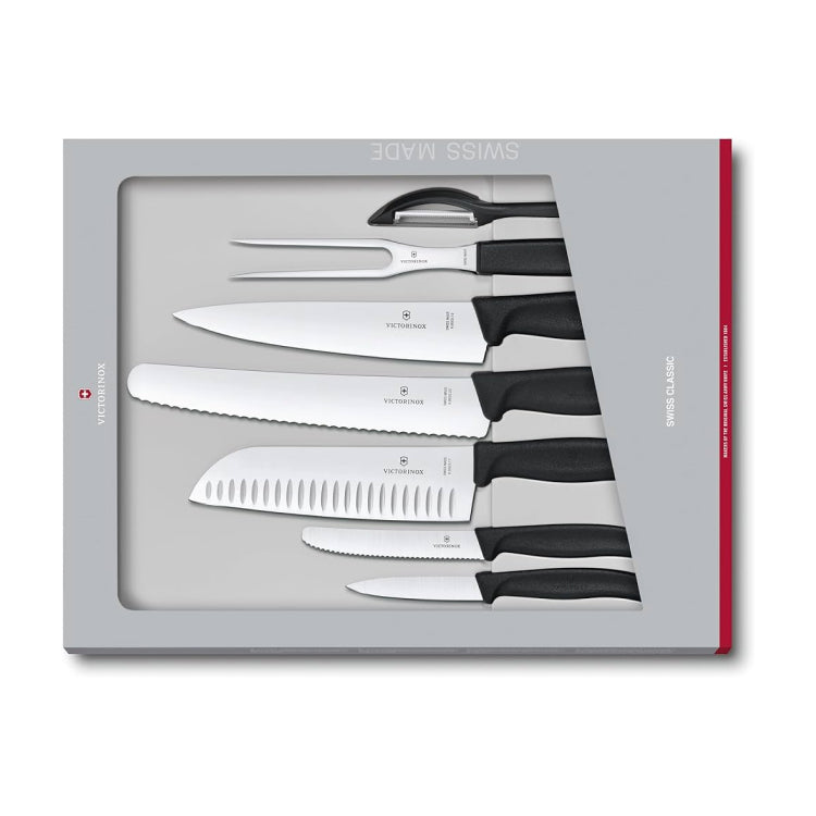 Victorinox Swiss Classic 6.7133.7G Knife Set in Black, in its gift box, open