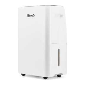 Wood's MRD20GW in White, three-quarter view with side handle and castor wheels