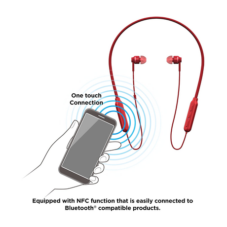 Pioneer SE-C7BT In-Ear Headphones in Red, pairing with a phone by NFC