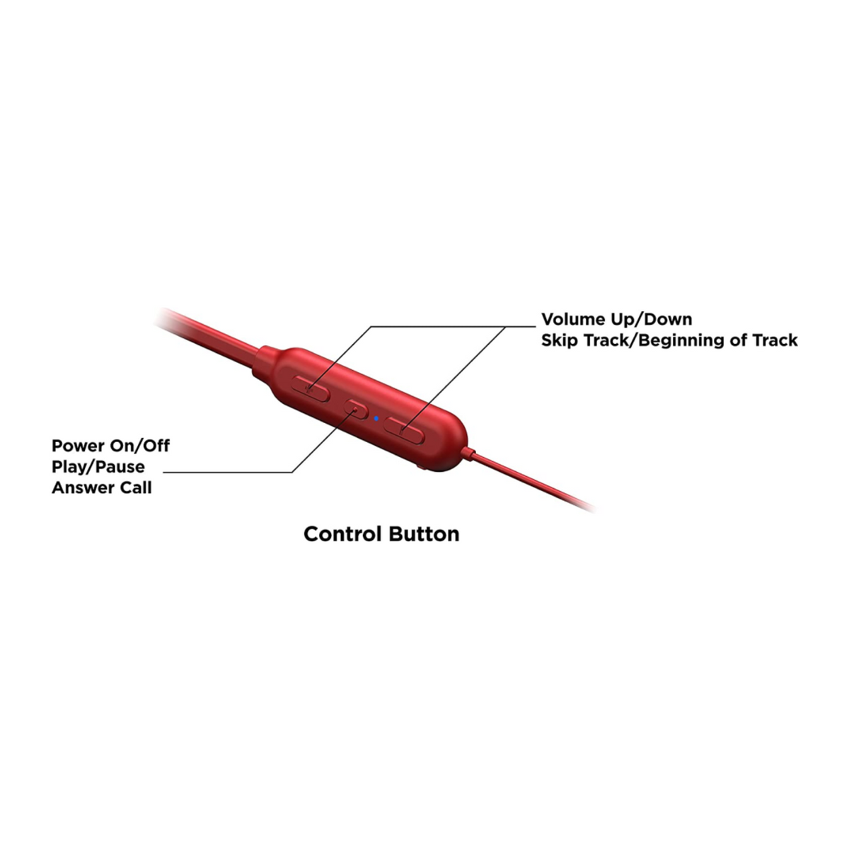 Pioneer SE-C7BT In-Ear Headphones in Red, close-up of the inline remote