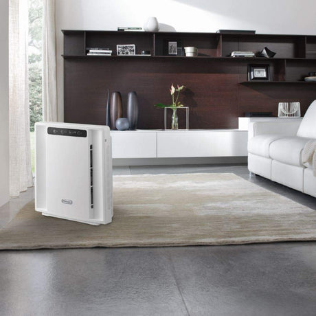 De'Longhi AC75 Air Purifier in White, in a room setting