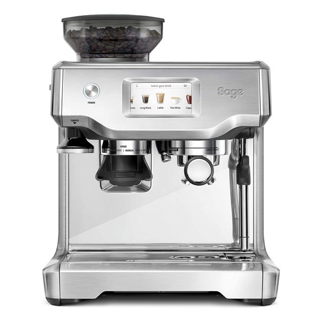Sage Barista Touch SES880BSS Espresso Machine in Brushed Stainless Steel, front view