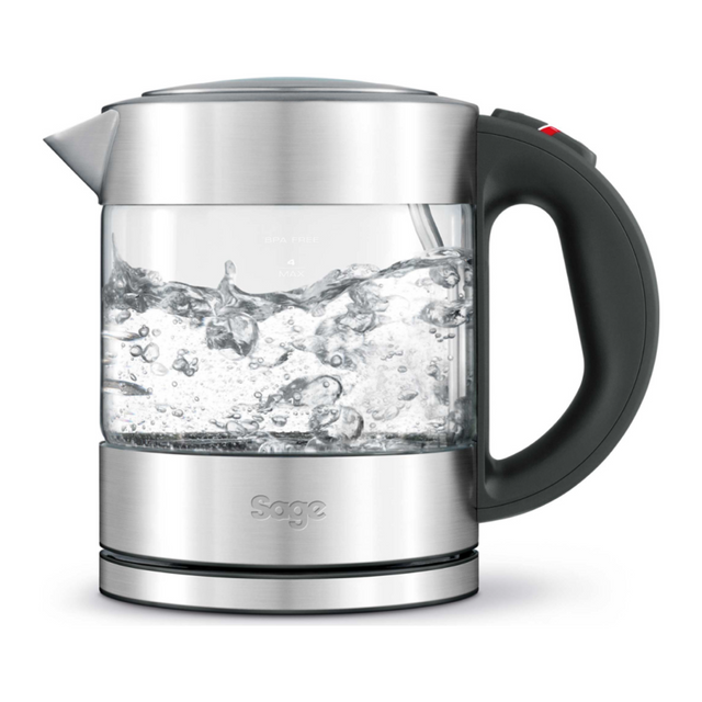 Sage Compact Kettle Pure BKE395 Electric Kettle in Stainless Steel, front view