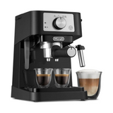 De'Longhi Stilosa EC260.BK Espresso Machine in Black, front view with coffee cups