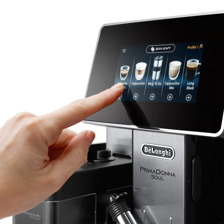 De'Longhi PrimaDonna Soul ECAM610.75.MB Bean-to-Cup Coffee Machine in Metal Black, controls and display