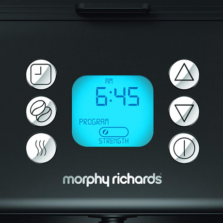 Morphy Richards Accents Pour Over Filter Coffee Machine, close-up of the display