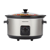 Morphy Richards 461013 Slow Cooker in Brushed Stainless Steel, angled view
