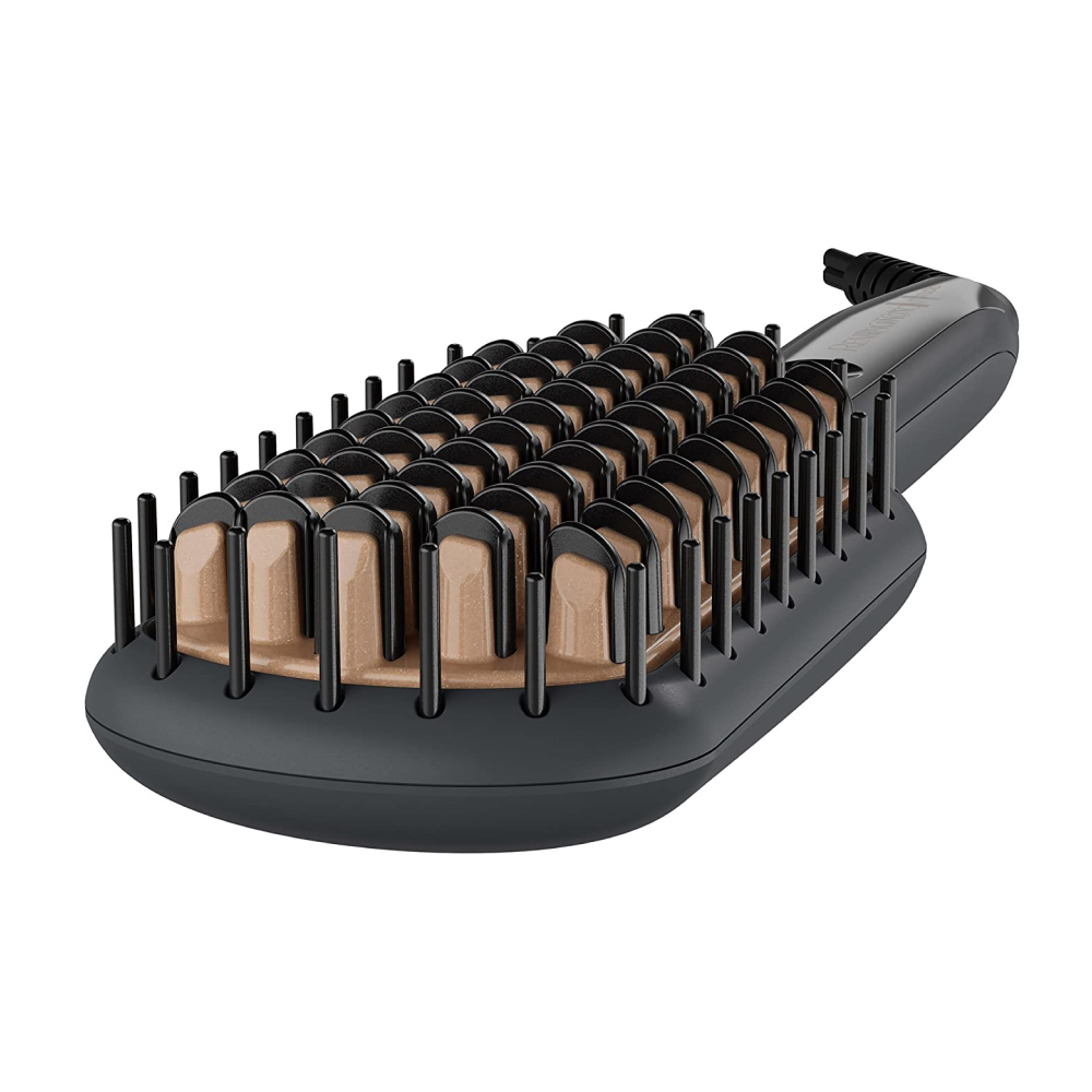 Remington CB7400 Hair Straightening Brush in Black, close-up of the bristles