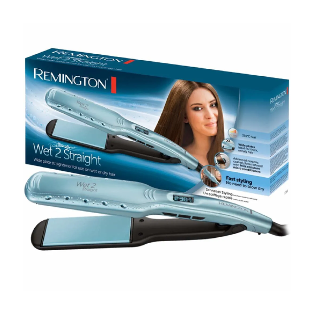 Remington Wet2Straight S7350 Hair Straightener, with its box